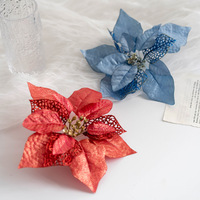 5 sztuk brokat sztuczne świąteczne kwiaty bożonarodzeniowe ozdoby choinkowe ozdoby choinkowe dla domu sztuczny kwiat prezenty na nowy rok Navidad 4